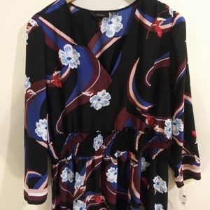 NWT Halogen Black Floral Midi Dress